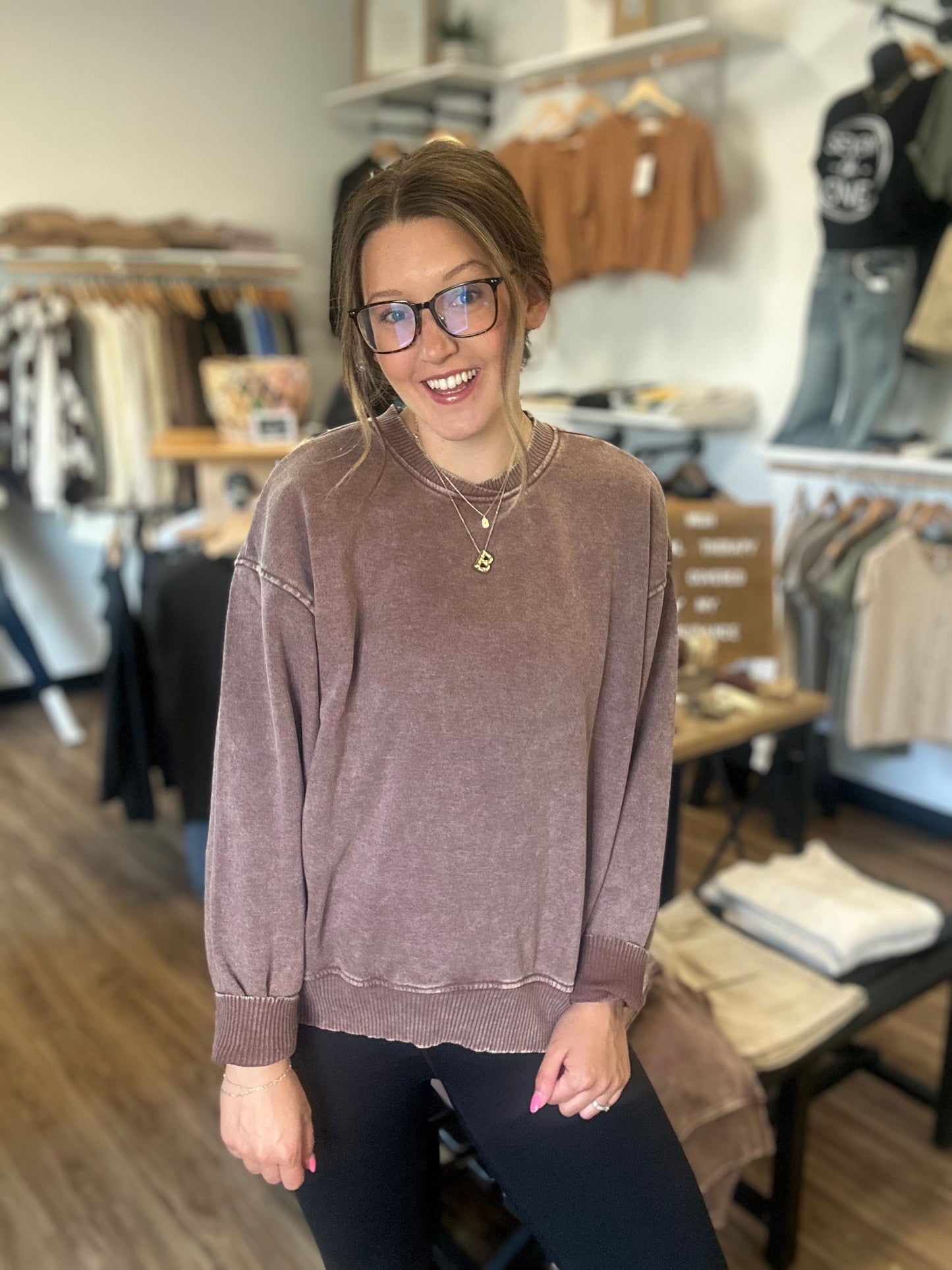 Brown Oversized Crewneck