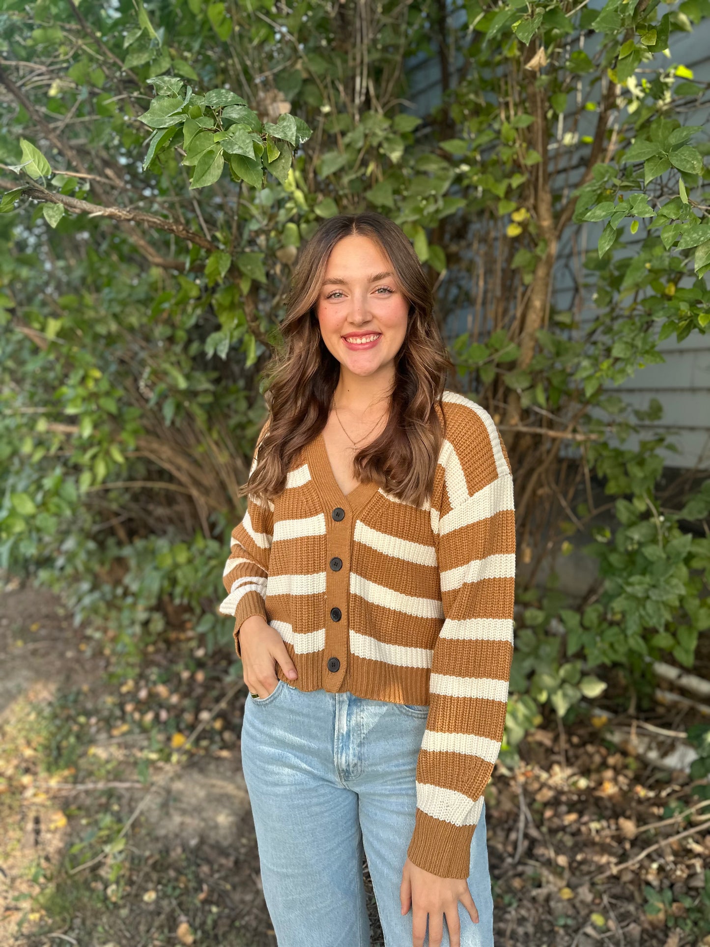 Brown Striped Cardigan