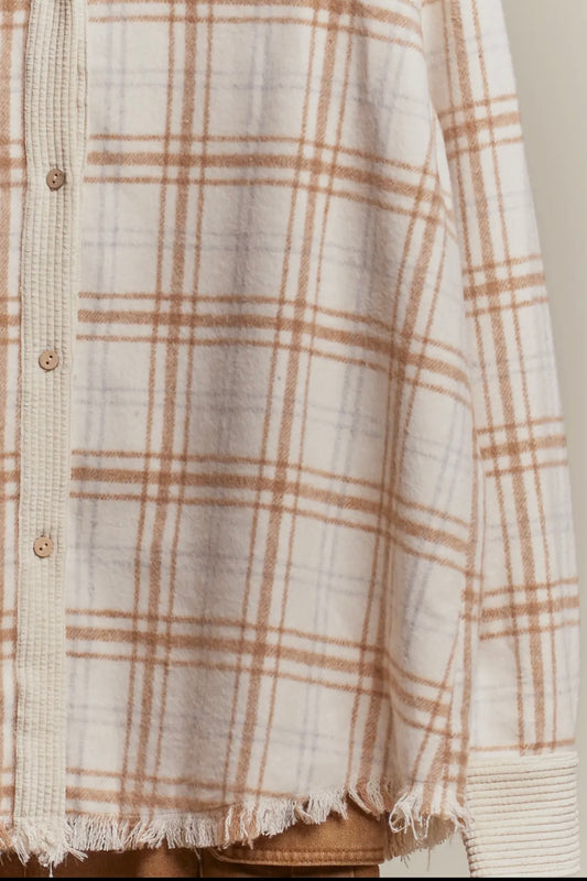 Color Block Plaid Corduroy