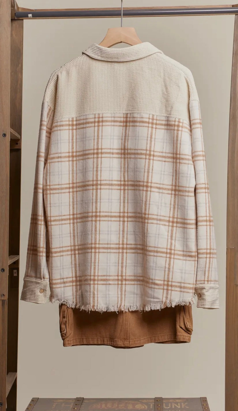 Color Block Plaid Corduroy