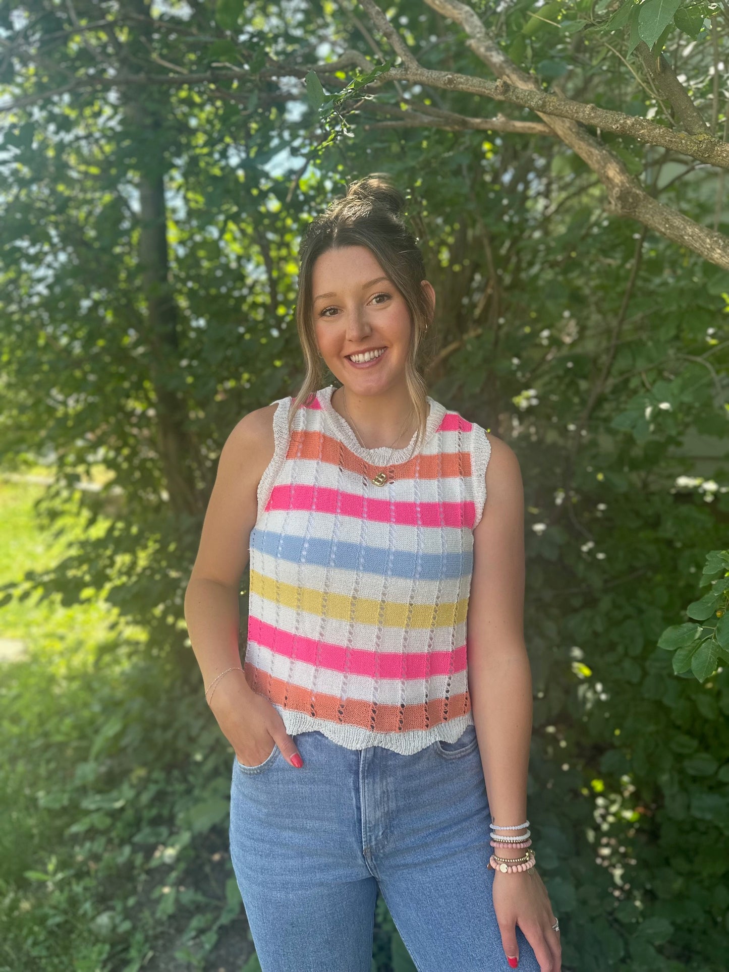 multi color stripe sweater tank