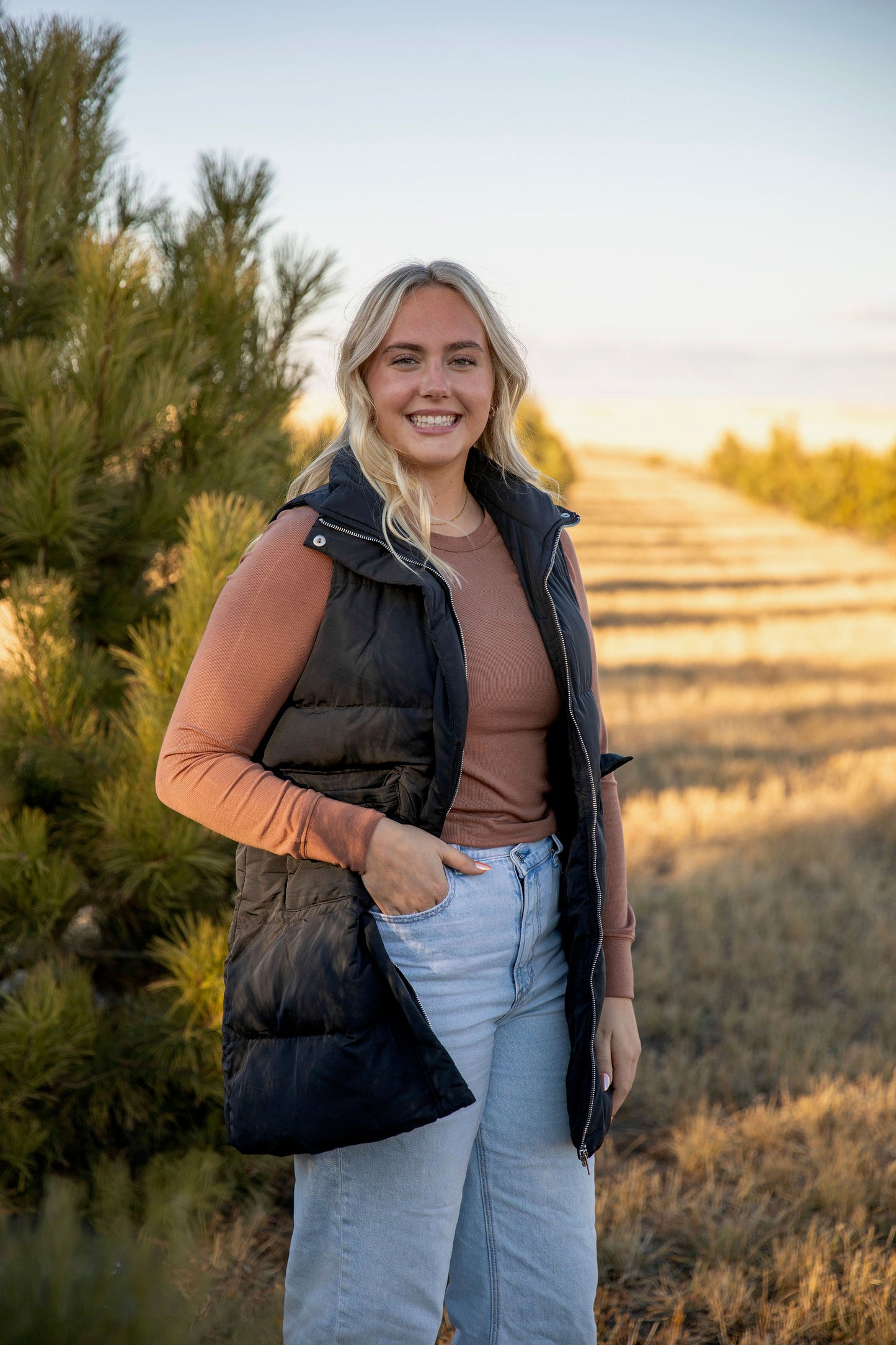 Long Black Puffer Vest