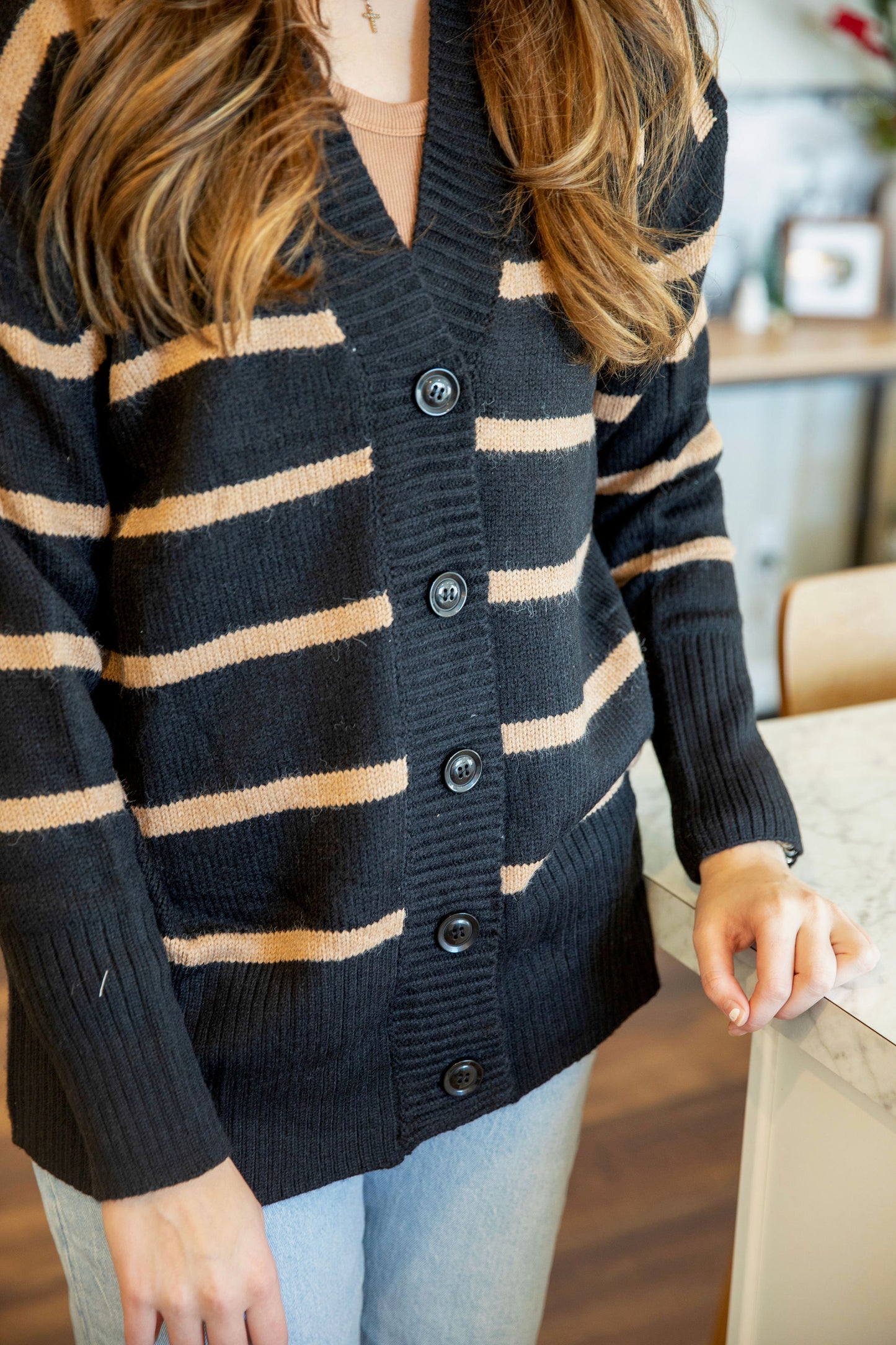 Button Vneck Cardigan