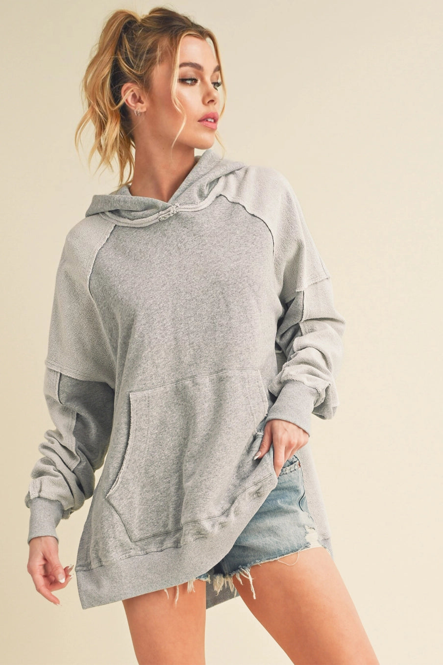 Heather Grey Washed Hoodie