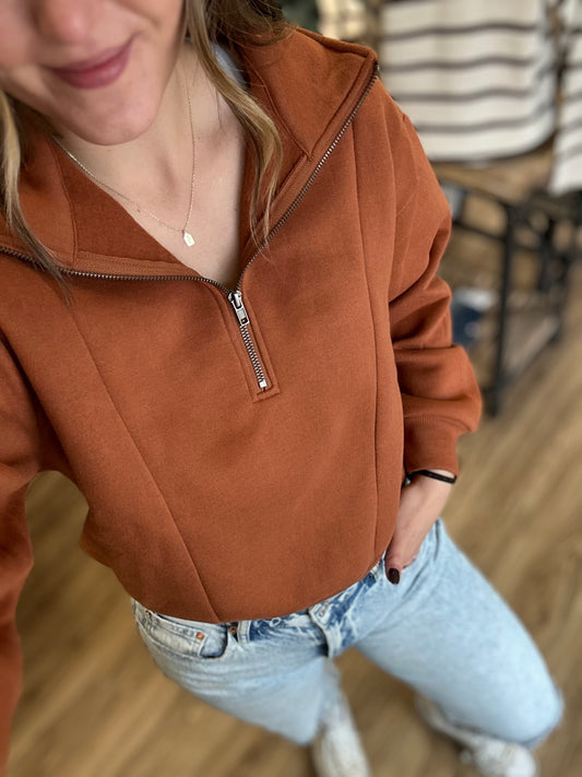 Rust 1/4 Zip Sweatshirt