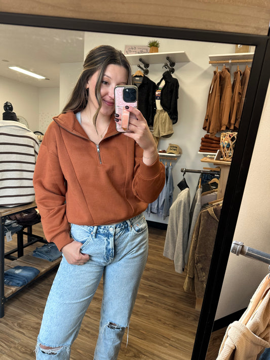 Rust 1/4 Zip Sweatshirt