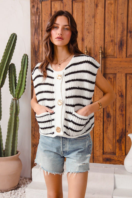 Gold Button Stripe Shirt