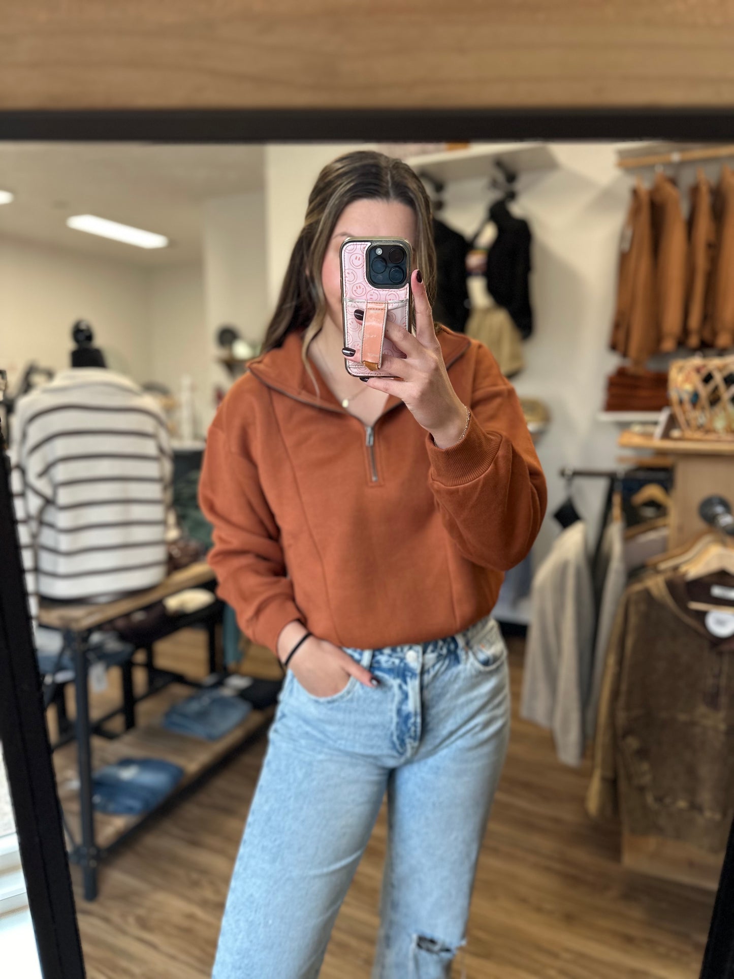 Rust 1/4 Zip Sweatshirt