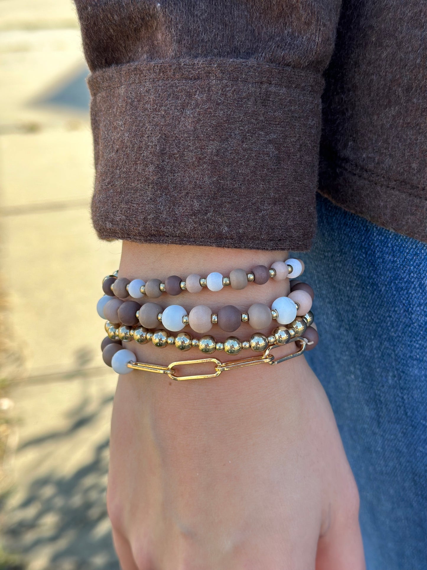 Beige Gold Bracelets