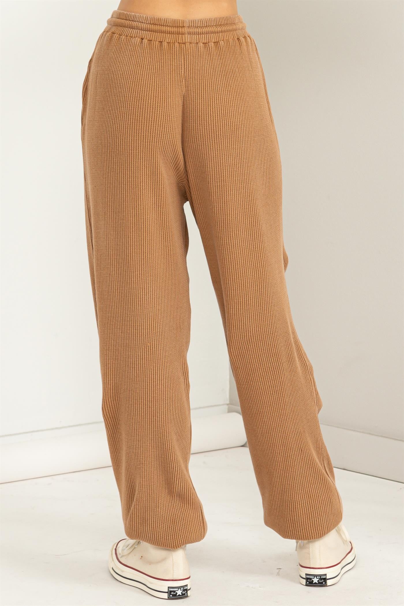 Pale Brown Waffle Knit Pants