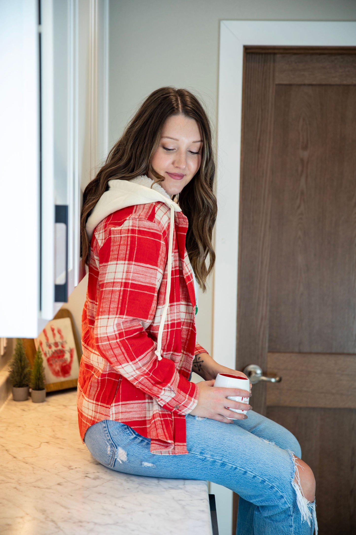 Red Plaid Hooded Flannel