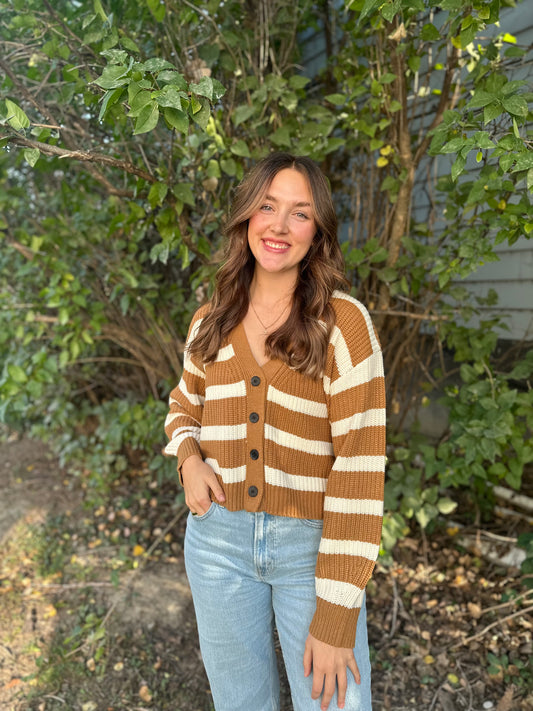 Brown Striped Cardigan