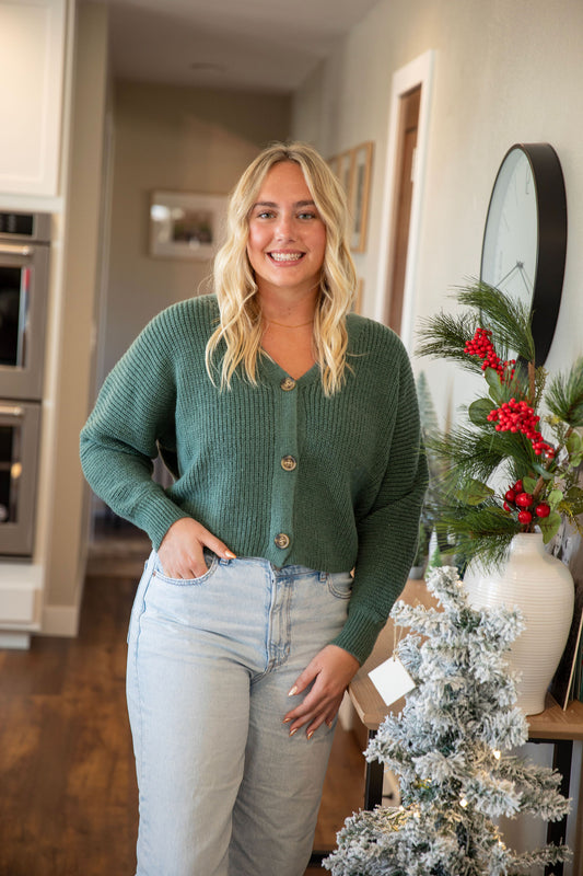 Green Button Cardigan