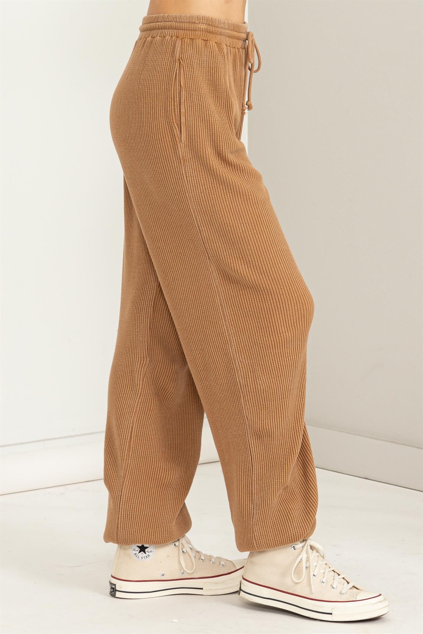 Pale Brown Waffle Knit Pants