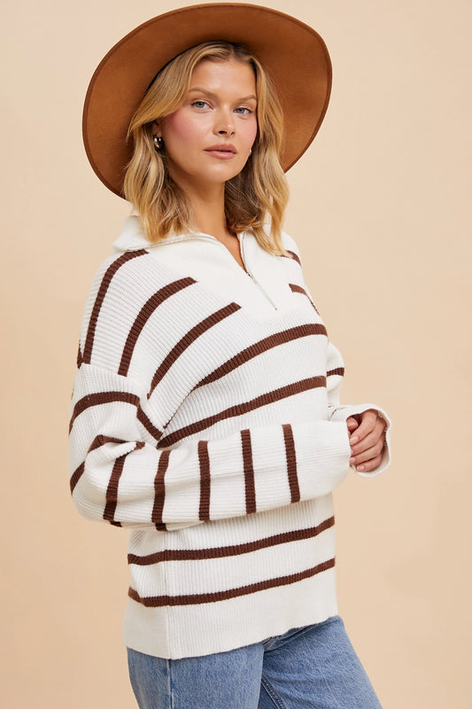 Latte Striped Pullover