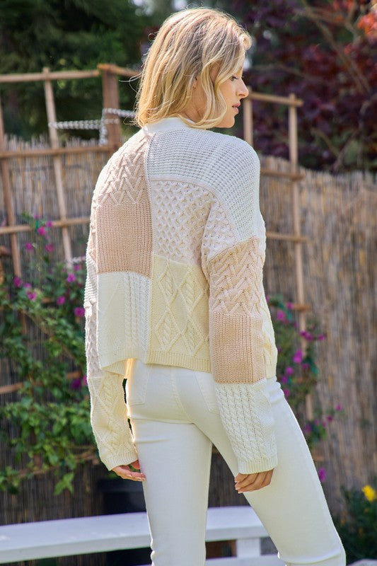 Ivory textured Mixed Cardigan