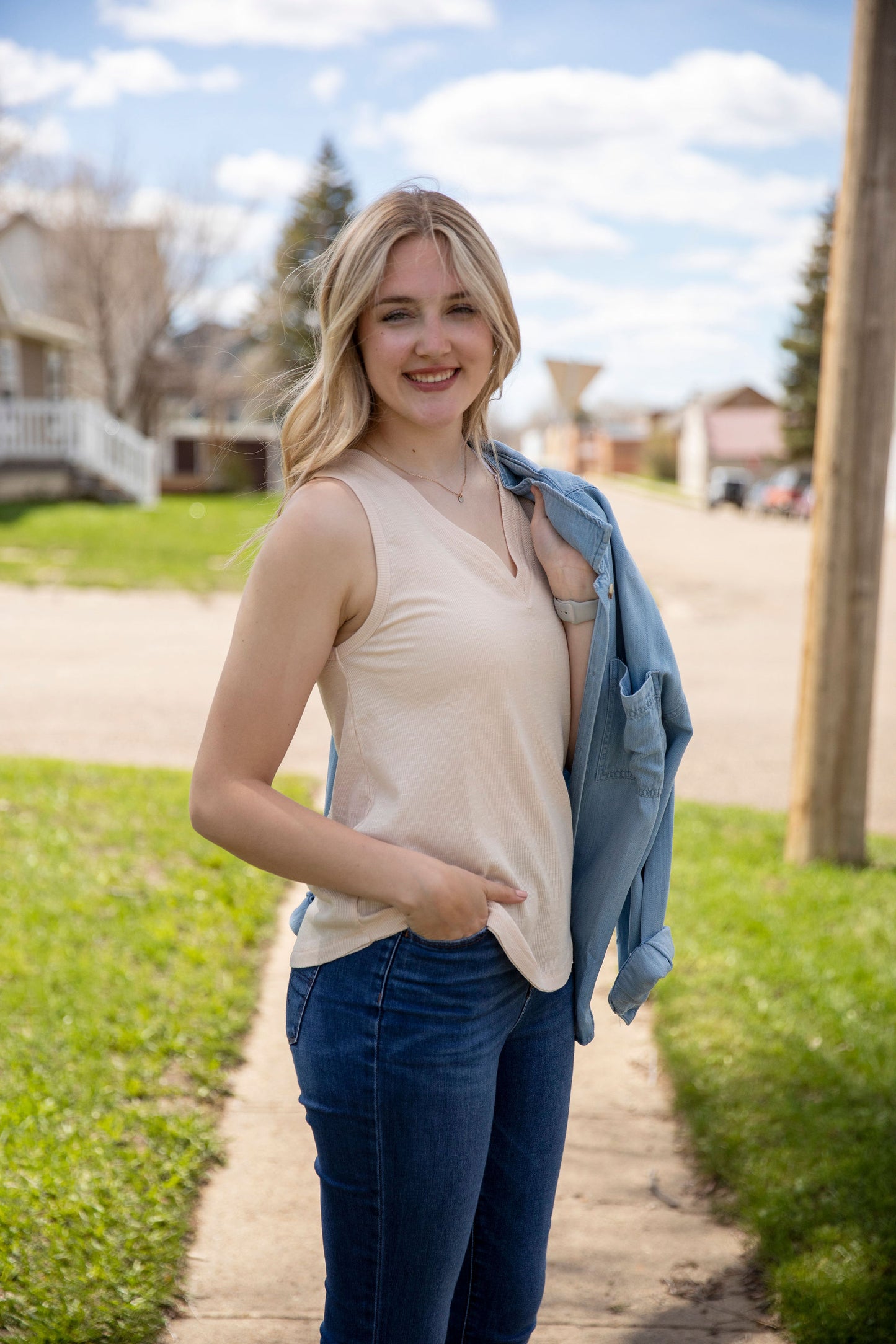 Cream Vneck Tank