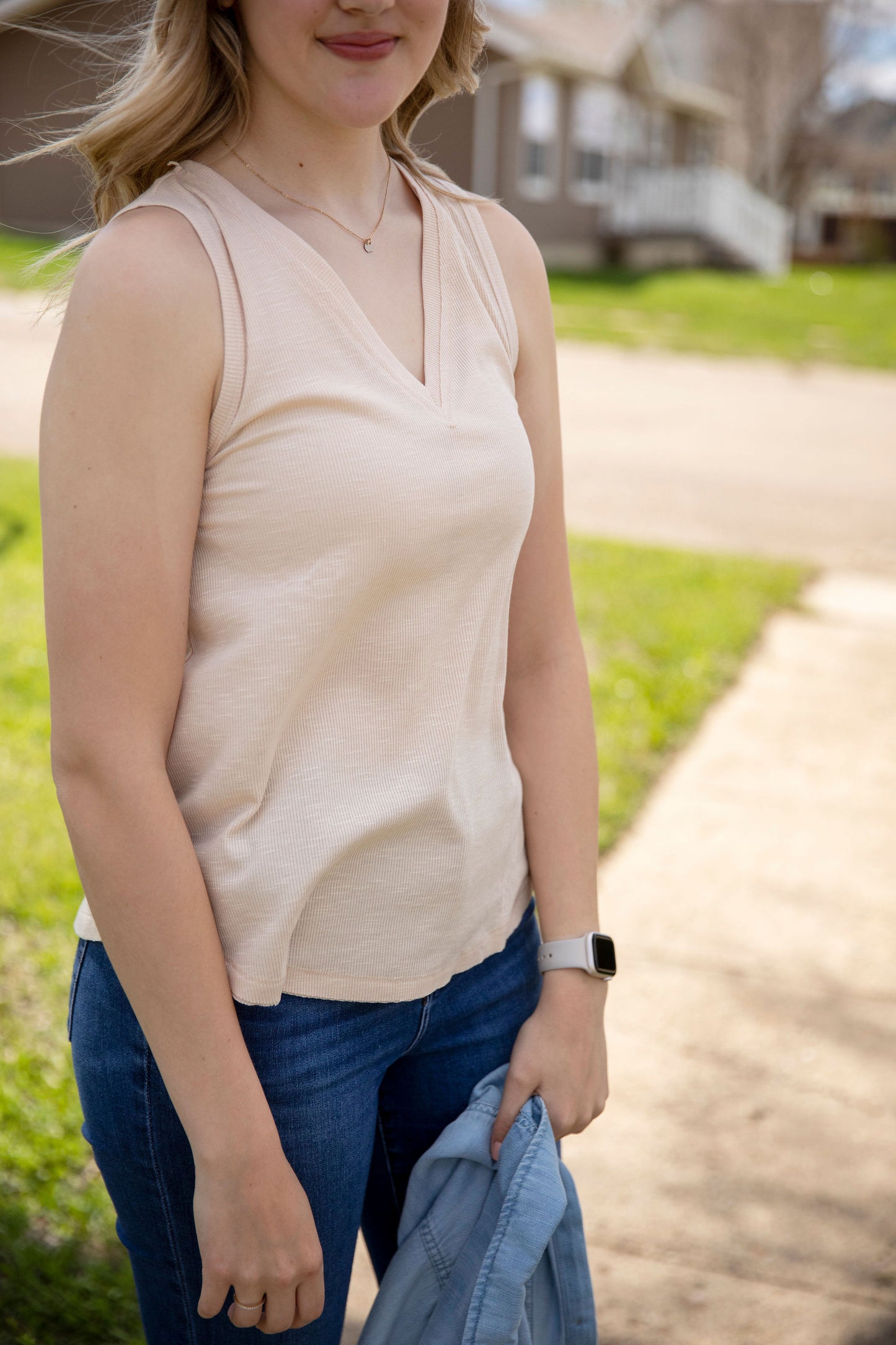 Cream Vneck Tank